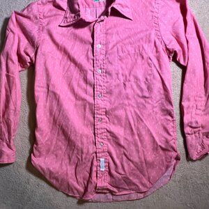 Vtg‎ De Paola Men Small Pink White Pocket Button Down Long Sleeve Shirt (N)